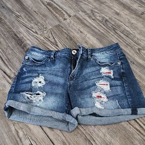 Maurices Blue Distressed Jean Shorts